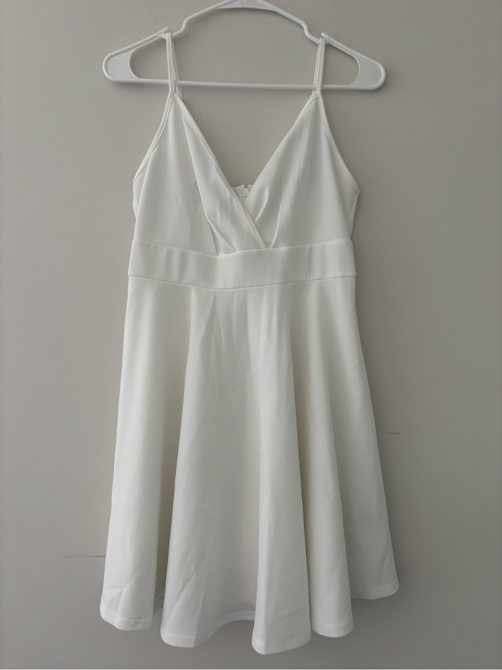 SHEIN White Spaghetti-Strap Fit & Flare Mini Dress